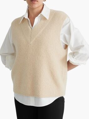 & Other Stories Cream V-Neck Sleeveless Knit Vest